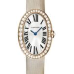 Cartier Baignoire Watch – Small Pink Gold Diamond Case – Fabric Strap – WB520004