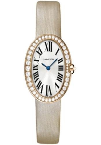 Cartier Baignoire Watch – Small Pink Gold Diamond Case – Fabric Strap – WB520004