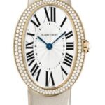 Cartier Baignoire Watch – Large Pink Gold Diamond Case – Fabric Strap – WB520005