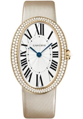 Cartier Baignoire Watch – Large Pink Gold Diamond Case – Fabric Strap – WB520005