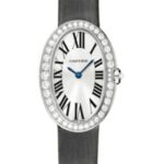 Cartier Baignoire Watch – Small White Gold Diamond Case – Fabric Strap – WB520008