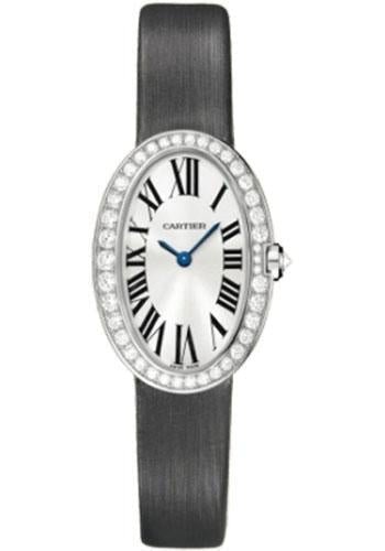 Cartier Baignoire Watch – Small White Gold Diamond Case – Fabric Strap – WB520008