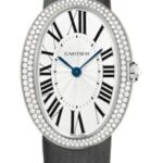 Cartier Baignoire Watch – Large White Gold Diamond Case – Fabric Strap – WB520009