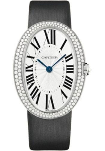 Cartier Baignoire Watch – Large White Gold Diamond Case – Fabric Strap – WB520009