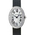 Cartier Baignoire Watch – Mini White Gold Diamond Case – Fabric Strap – WB520027