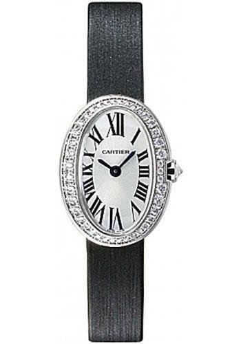 Cartier Baignoire Watch – Mini White Gold Diamond Case – Fabric Strap – WB520027