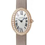 Cartier Baignoire Watch – Mini Pink Gold Diamond Case – Fabric Strap – WB520028