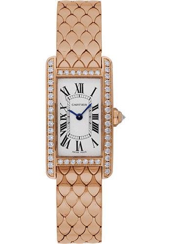 Cartier Tank Americaine Small Model Watch – 19 x 34.8 mm Pink Gold Diamond Case – WB710008