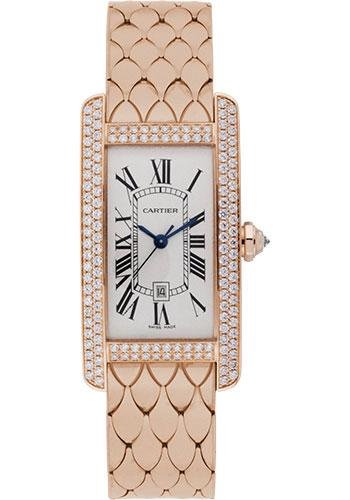 Cartier Tank Americaine Medium Model Watch – 41.6 x 22.6 mm Pink Gold Diamond Case – WB710010