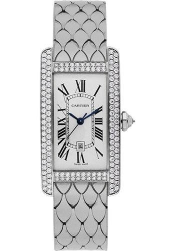Cartier Tank Americaine Medium Model Watch – 41.6 x 22.6 mm White Gold Diamond Case – White Gold In Bracelet – WB710011