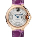 Cartier Ballon Bleu de Cartier Watch – 33 mm Pink Gold Case – Diamond Dial – Purple Alligator Strap – WE902040