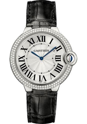Cartier Ballon Bleu De Cartier Watch – 40 mm White Gold Diamond Case – Diamond Bezel – Black Alligator Strap – WE902056