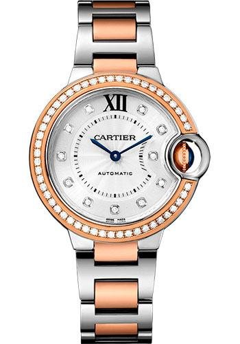 Cartier Ballon Bleu De Cartier Watch – 33 mm Pink Gold Case – Diamond Dial – Steel Bracelet – WE902077