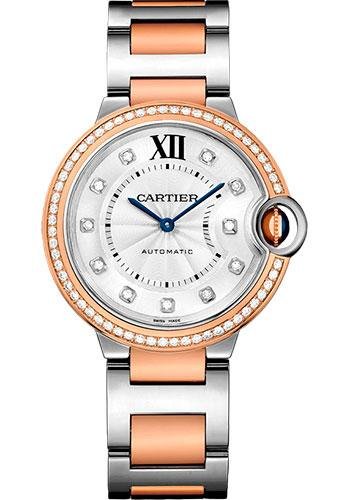Cartier Ballon Bleu de Cartier Watch – 36 mm Steel Case – Pink Gold Diamond Bezel – Diamond Dial – Steel And Pink Gold Bracelet – WE902078