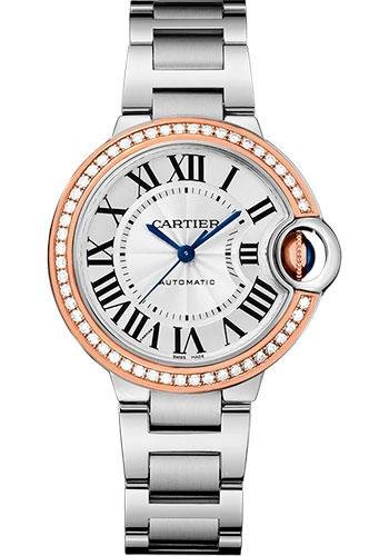 Cartier Ballon Bleu de Cartier Watch – 33 mm Steel Case – Pink Gold Diamond Bezel – WE902080