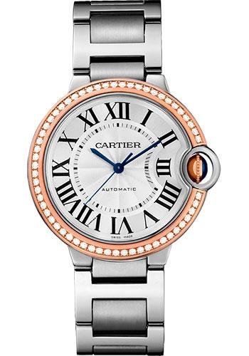 Cartier Ballon Bleu de Cartier Watch – 36 mm Steel Case – Pink Gold Diamond Bezel – WE902081