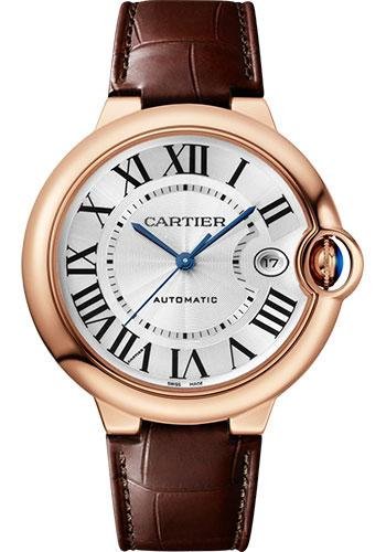 Cartier Ballon Bleu de Cartier Watch – 40 mm Pink Gold Case – Silvered Dial – Interchangeable Brown Leather Strap – WGBB0035