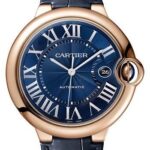 Cartier Ballon Bleu de Cartier Watch – 42 mm Pink Gold Case – Blue Dial – Navy Blue Leather Strap – WGBB0036