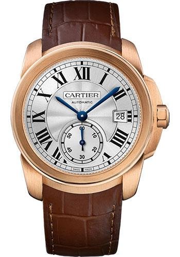 Cartier Calibre de Cartier Watch – 38 mm Pink Gold Case – Silvered Dial – Dark Brown Alligator Strap – WGCA0003