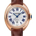Cartier Cle de Cartier Watch – 31 mm Pink Gold Case – Silver Dial – Brown Alligator Strap – WGCL0010