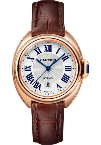 Cartier Cle de Cartier Watch – 31 mm Pink Gold Case – Silver Dial – Brown Alligator Strap – WGCL0010