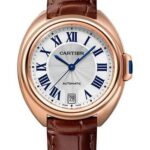 Cartier Cle de Cartier Watch – 35 mm Pink Gold Case – Silver Dial – Brown Alligator Strap – WGCL0013
