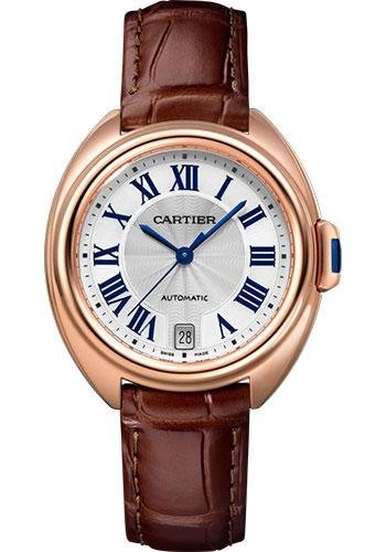 Cartier Cle de Cartier Watch – 35 mm Pink Gold Case – Silver Dial – Brown Alligator Strap – WGCL0013