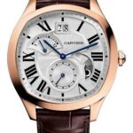 Cartier Drive de Cartier – 40 mm Large Date – Silvered Dial – Brown Alligator Strap – WGNM0005