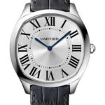 Cartier Drive de Cartier Extra Flat Watch – 38 mm White Gold Case – Silvered Dial – Grey Alligator Strap – WGNM0007