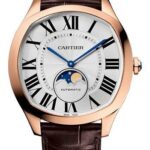 Cartier Drive de Cartier Moon Phases Watch – 40 mm Pink Gold Case – Silvered Dial – Brown Alligator Strap – WGNM0008