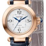 Cartier Pasha de Cartier Watch – 35 mm Pink Gold Case – Silver Dial – Navy Blue And Gray Alligator Straps – WGPA0014