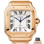 Cartier Santos de Cartier Watch – 39.8 mm Pink Gold Case – Silvered Dial – Allilgator Strap – WGSA0007