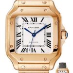 Cartier Santos de Cartier Watch – 35.1 mm Pink Gold Case – Silvered Dial – Allilgator Strap – WGSA0008