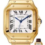 Cartier Santos de Cartier Watch – 35.1 mm Yellow Gold Case – Silvered Dial – Allilgator Strap – WGSA0010