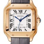 Cartier Santos de Cartier Watch – 35.1 mm Pink Gold Case – Silvered Dial – Alligator And Calfskin Strap – WGSA0028