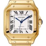 Cartier Santos de Cartier Watch – 35.1 mm Yellow Gold Case – Silvered Opaline Dial – Alligator Skin Bracelet – WGSA0030