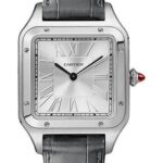 Cartier Santos-Dumont Le Bresil Watch – 43.5 mm x 31.4 mm Platinum Case – Silvered Dial – Grey Alligator Strap – WGSA0034