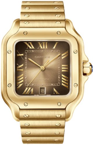 Cartier Santos De Cartier Watch Automatic Movement Yellow Gold Interchangeable Metal And Leather Bracelets – WGSA0095