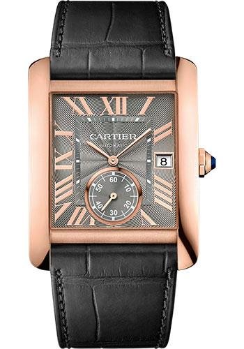 Cartier Tank MC Watch – 34.3 mm Pink Gold Case – Gray Dial – Dark Gray Alligator Strap – WGTA0014