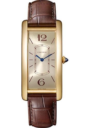 Cartier Tank Cintree Watch – 46.3 mm Yellow Gold Case – Golden Dial – Brown Alligator Strap – WGTA0026