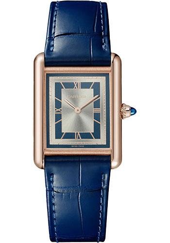 Cartier Tank Louis Cartier Watch – 33.7 mm x 25.5 mm Rose Gold Case – Silvery Blue Dial – Navy Blue Alligator Strap – WGTA0058