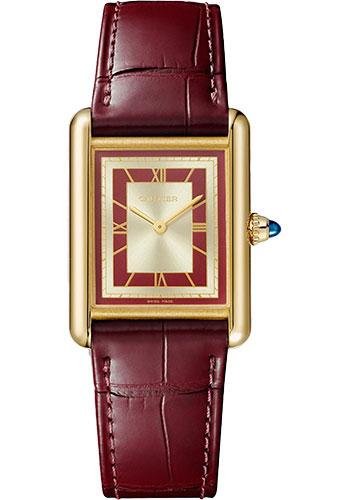 Cartier Tank Louis Cartier Watch – 33.7 mm x 25.5 mm Yellow Gold Case – Opaline Dial – Claret Alligator Strap – WGTA0059