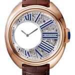 Cartier Cle de Cartier Mysterious Hours Watch – 41 mm Pink Gold Case – Silver Dial – Brown Alligator Strap – WHCL0002