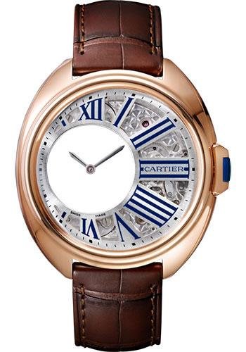 Cartier Cle de Cartier Mysterious Hours Watch – 41 mm Pink Gold Case – Silver Dial – Brown Alligator Strap – WHCL0002