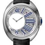 Cartier Cle de Cartier Mysterious Hours Watch – 41 mm Palladium Case – Silver Dial – Black Alligator Strap – WHCL0003