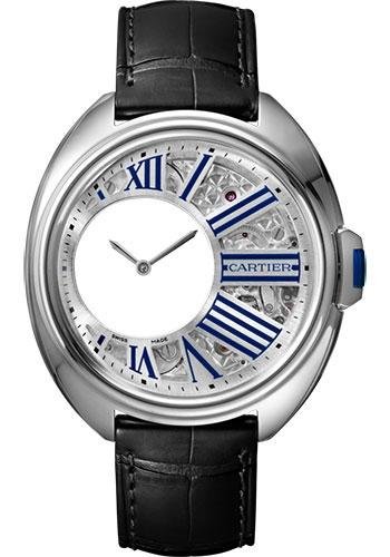 Cartier Cle de Cartier Mysterious Hours Watch – 41 mm Palladium Case – Silver Dial – Black Alligator Strap – WHCL0003