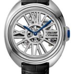 Cartier Cle de Cartier Skeleton Automatic Watch – 41 mm Palladium Case – Skeleton Dial – Black Alligator Strap – White Gold Bracelet – WHCL0008