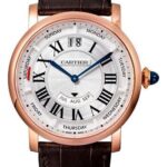 Cartier Rotonde de Cartier Annual Calendar Watch – 40 mm Pink Gold Case – Grey Dial – Brown Alligator Strap – WHRO0002