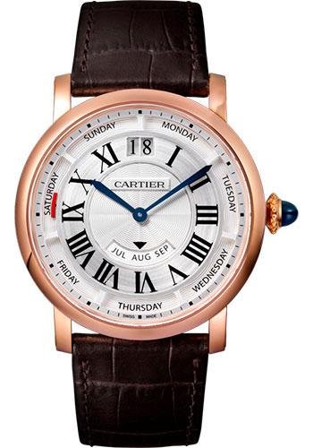 Cartier Rotonde de Cartier Annual Calendar Watch – 40 mm Pink Gold Case – Grey Dial – Brown Alligator Strap – WHRO0002