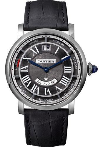 Cartier Rotonde de Cartier Annual Calendar Watch – 40 mm White Gold Case – Grey Dial – Black Alligator Strap – WHRO0003
